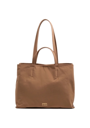 Bimba y Lola large Chihuahua logo-plaque tote bag - Brown