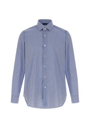 Barba striped buttoned cotton shirt - Blue