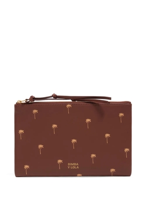 Bimba y Lola Palms large leather make up bag - Brown