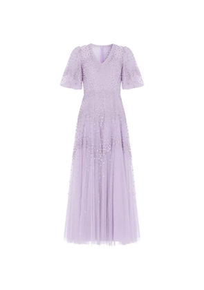 Needle & Thread scallop sequin V-neck gown - Purple