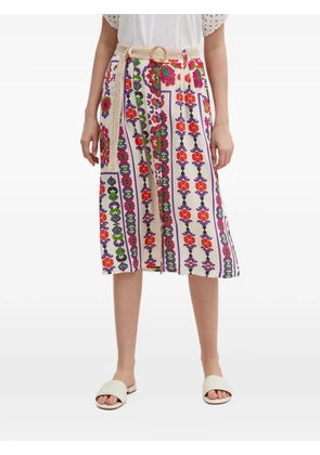 La Petite Française Jouet floral button midi skirt - Neutrals