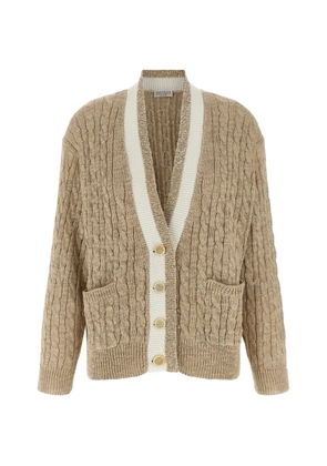 Brunello Cucinelli braided V-neck cardigan - Neutrals