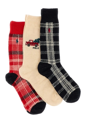 Polo Ralph Lauren truck-plaid wool-blend socks (set of three) - Black