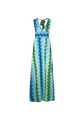 PHO FIRENZE zigzag patterned V-neck dress - Blue