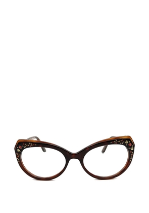 Francis Klein Emilie embellished cat-eye glasses - Brown