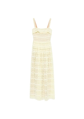 Elie Saab ruffle-detail lace maxi dress - Yellow