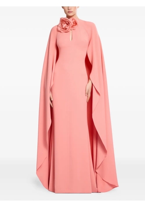 Elie Saab floral appliqué cape dress - Pink