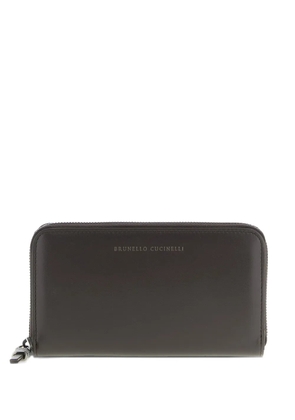 Brunello Cucinelli embossed-logo zip wallet - Brown