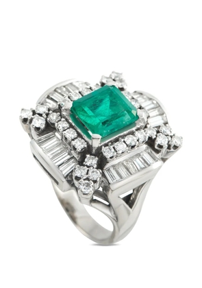 LB Exclusive emerald and diamond embellished ring - Silver
