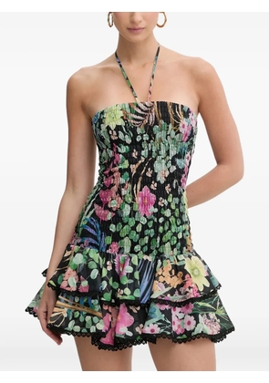 Charo Ruiz Ibiza Aeris shirred floral-print dress - Black