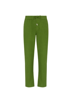 Vilebrequin drawstring-waist linen trousers - Green