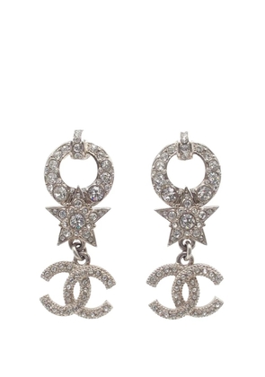 CHANEL Pre-Owned 2020 CC Silver Plated Rhinestones Star Drop Push Back Earrings costume earrings