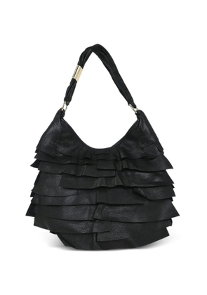 Saint Laurent Pre-Owned 1990s ruffled leather bag - Black