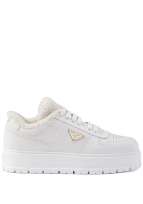 Prada shearling leather sneakers - White