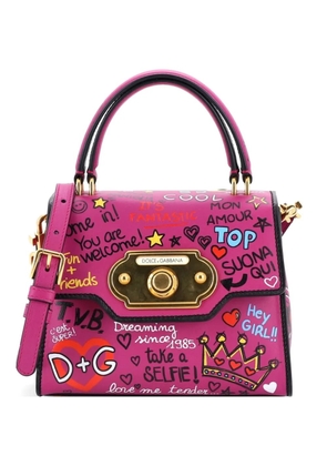 Dolce & Gabbana Pre-Owned Welcome Top Handle Bag Printed Leather Mini satchel - Purple