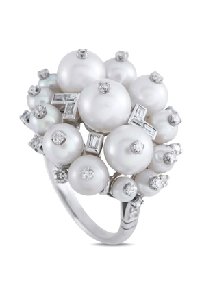 LB Exclusive diamond and pearl embellished ring - Silver