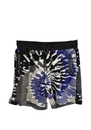 AMIRI tie-dyed leather-trimmed drawstring shorts - Blue