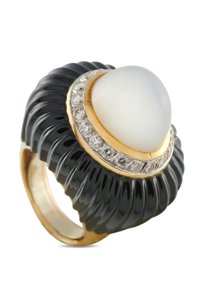 LB Exclusive diamond moonstone and onyx embellished ring - Gold