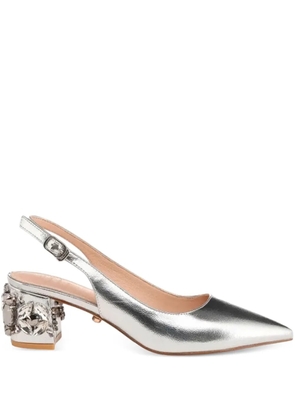 TWENTY FOURHAITCH 50mm Anastasia crystal-embellished slingback pumps - Metallic