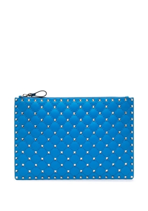 Valentino Garavani Pre-Owned 2000-2017 Large Nappa Rockstud Spike Flat Pouch clutch bag - Blue