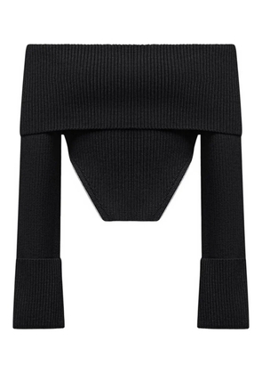 Manière De Voir zip-detail black bandeau sweater