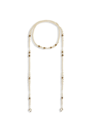RED(V) pearl beaded necklace - Neutrals
