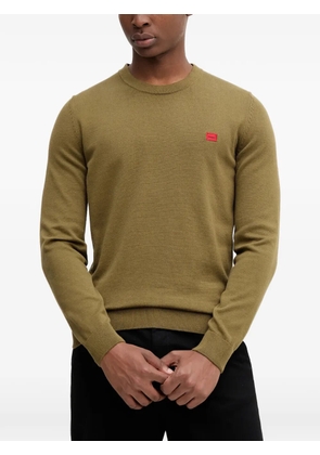HUGO logo-patch crew-neck sweater - Green