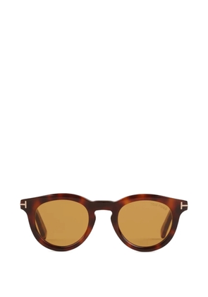 TOM FORD t-logo round-frame sunglasses - Brown