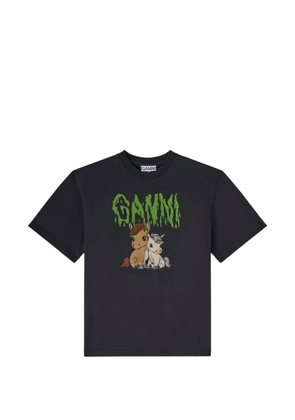 GANNI horse-print T-shirt - Grey