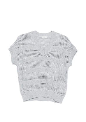 Peserico sequin-embellished V-neck sweater - Blue