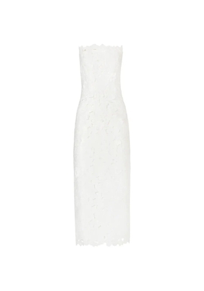 Costarellos Astelle floral-cut strapless midi dress - White
