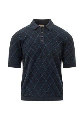 RAKKI diamond-pattern intarsia polo shirt - Blue