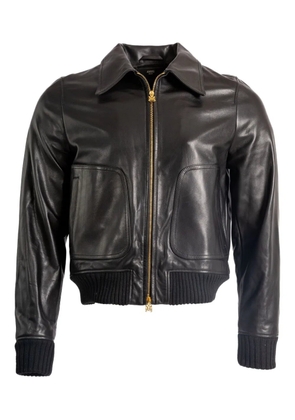 AMIRI leather zip-front bomber jacket - Black