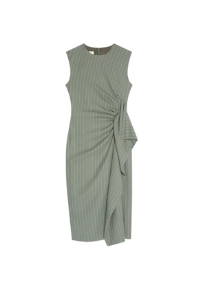 DRIES VAN NOTEN pinstripe ruffle midi dress - Green