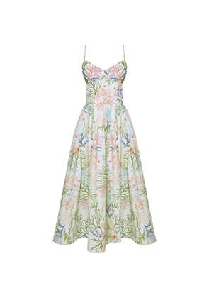 PatBO cut-out floral-print midi dress - White