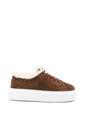 Miu Miu Pre-Owned lace-up suede sneakers - Brown