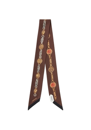 Versace printed silk twill ribbon - Brown