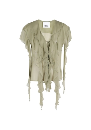 Erika Cavallini ruffled-tie blouse - Green