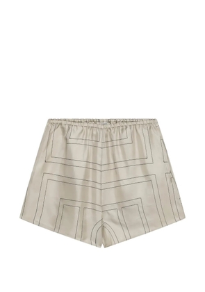 TOTEME monogram silk shorts - Neutrals