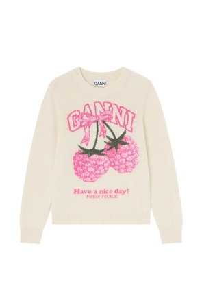 GANNI raspberry-detail sweater - Neutrals