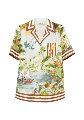 ALEMAIS Toucan Tango striped-trim printed shirt - Blue