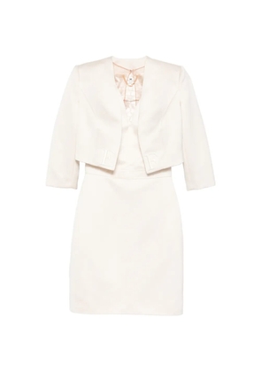 Elisabetta Franchi logo cropped jacket dress - Neutrals