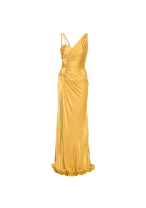 Versace Pre-Owned ruched buckle maxi dress - Yellow