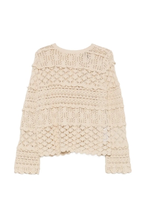 Semicouture tiered crochet cardigan - Neutrals