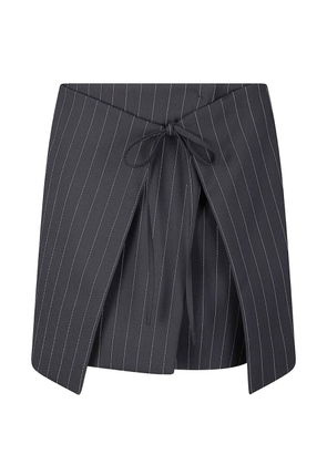 Sportmax Fatti mini pinstripe-pattern tie-detail skirt - Grey