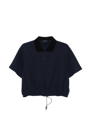 Moncler drawstring-waistband log-patch polo shirt - Blue