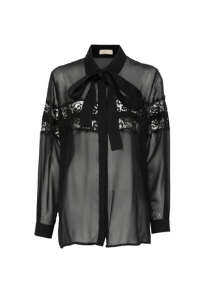 Elie Saab lace bow shirt - Black