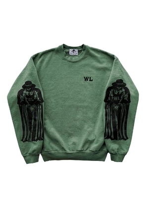Warren Lotas Rifle sleeve print embroidered sweater - Green