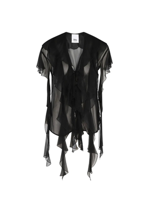 Erika Cavallini Lia ruffled tie blouse - Black