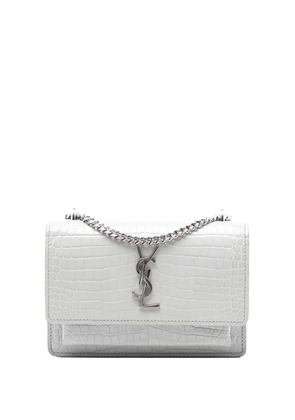 Saint Laurent Pre-Owned 2016-2025 Mini Croc Embossed Leather Monogram Sunset Wallet on Chain crossbody bag - Grey